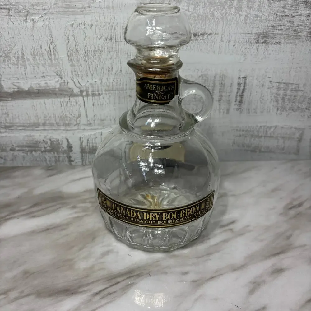 Vintage Canada Dry Bourbon Textured Glass Decanter with Stopper